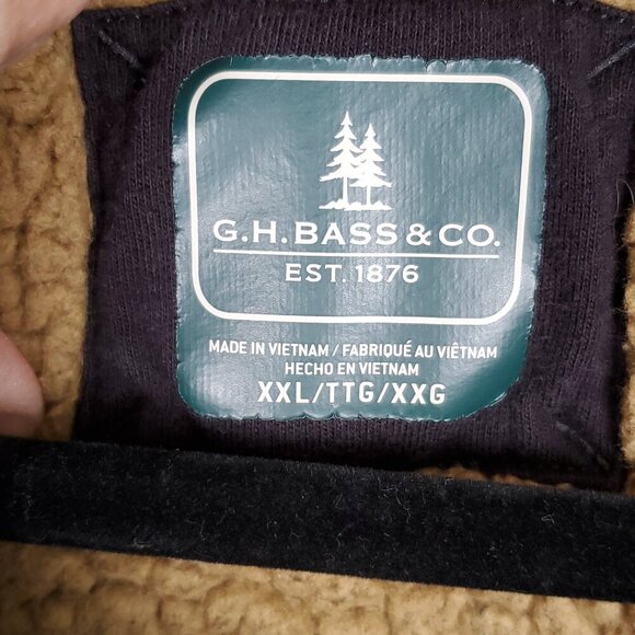 G.H. Bass & Co Pullover Sweater Mens XXL Blue 1/4 Button Mock Neck Fur Trim Cozy - Picture 7 of 11